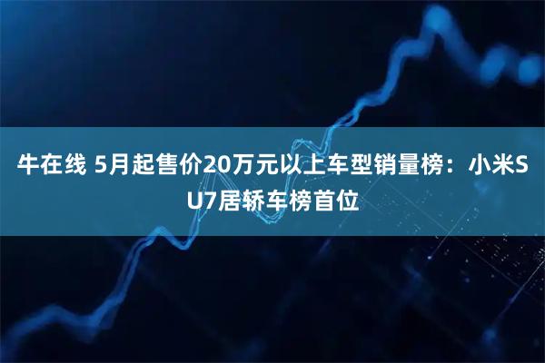 牛在线 5月起售价20万元以上车型销量榜:小米SU7居轿车榜首位