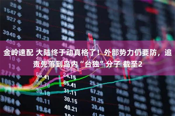 金岭速配 大陆终于动真格了！外部势力仍要防，追责先落到岛内“台独”分子 截至2